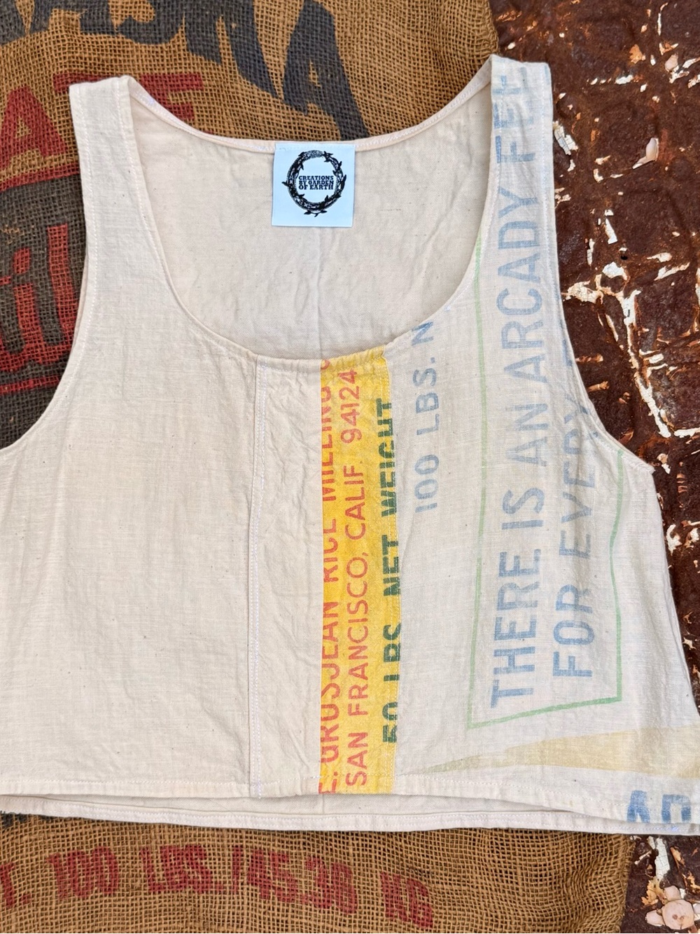 Handmade feedsack vintage fabric tank top